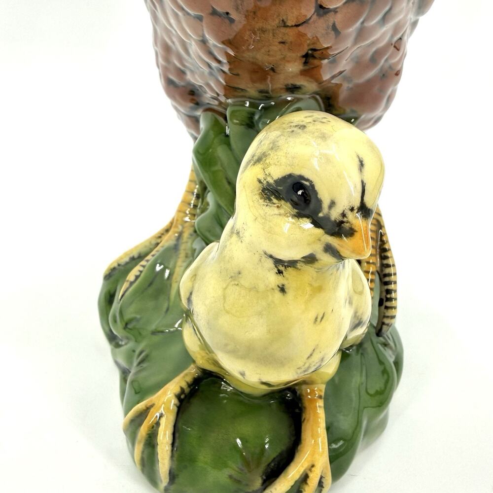 Atlantic Mold Ceramic Hen & Chick Figurine 13.5” Hand Painted Vintage Glazed - Picture 7 of 16